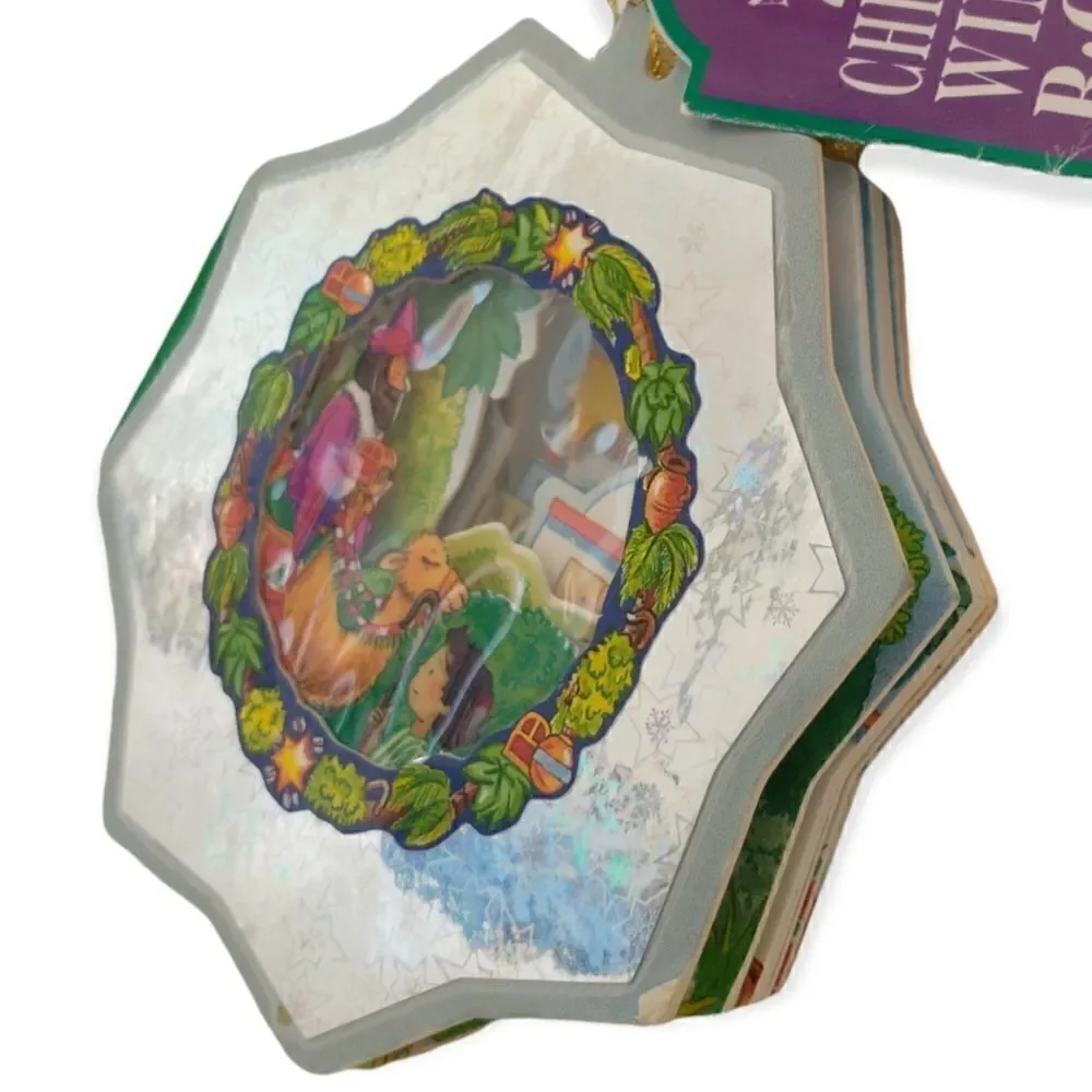 Vtg A Little Christmas Window Book Ornament The Star Nativity 1996 Metallic Kids